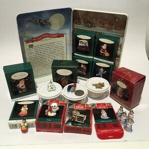 Hallmark Mini Ornaments Lot Assorted Night Before Christmas Tin and others